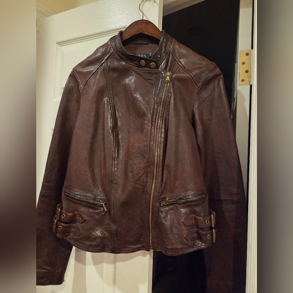Polo by Ralph Lauren Brown Leather Jacket - Picture 8 of 9